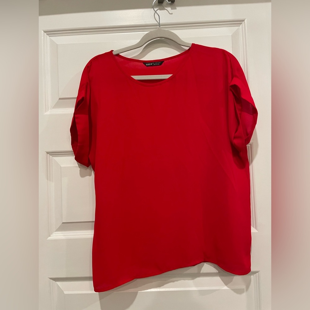 SHEIN- Red Blouse- Size Large